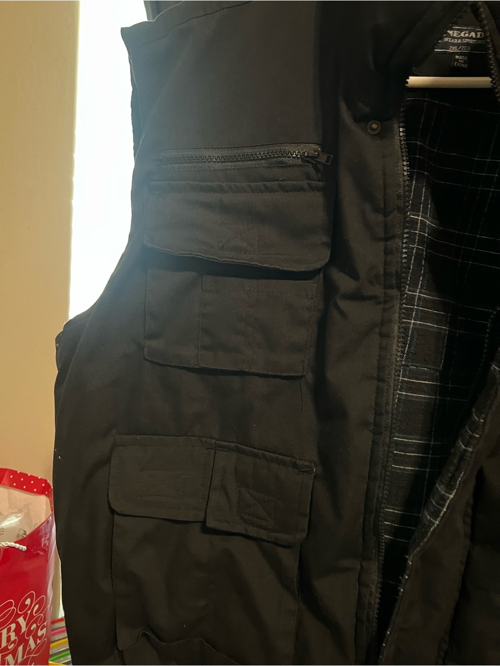 Men's Black vest jacket with Multiple Pockets - Renegade XXL